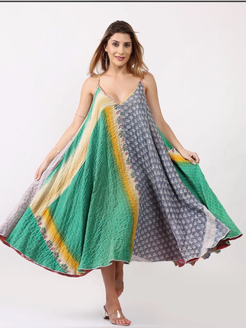 Cotton Kantha Midi Sundress